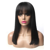 13X6 Transparent Lace Bob Wig Silky Straight With Bang