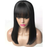 13X6 Transparent Lace Bob Wig Silky Straight With Bang