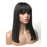 13X6 Transparent Lace Bob Wig Silky Straight With Bang
