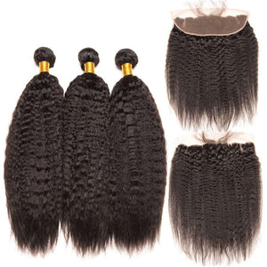 kinky straight bundles with 13x4 frontal