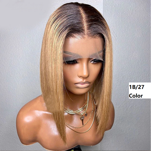 5x5 Lace Closure Bob Wig Ombre T1B/27 Color Straight