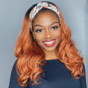 Lazy Girl Headband Wig Brazilian Hair Ginger Orange Color Body Wave