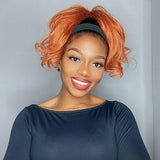 Lazy Girl Headband Wig Brazilian Hair Ginger Orange Color Body Wave