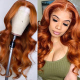 Magic Love 13x6 Transparent Lace Front Wig Orange Ginger Color Body Wave
