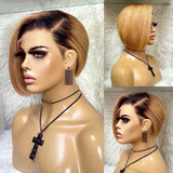 Pre-Styled Ombre Color Lace Wig Pixie Cut Straight