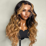 13x6 Transparent Lace Front Wig Ombre T1B/30 Body Wave