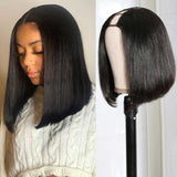 Sale:U Part Bob Wig Brazilian Hair Straight